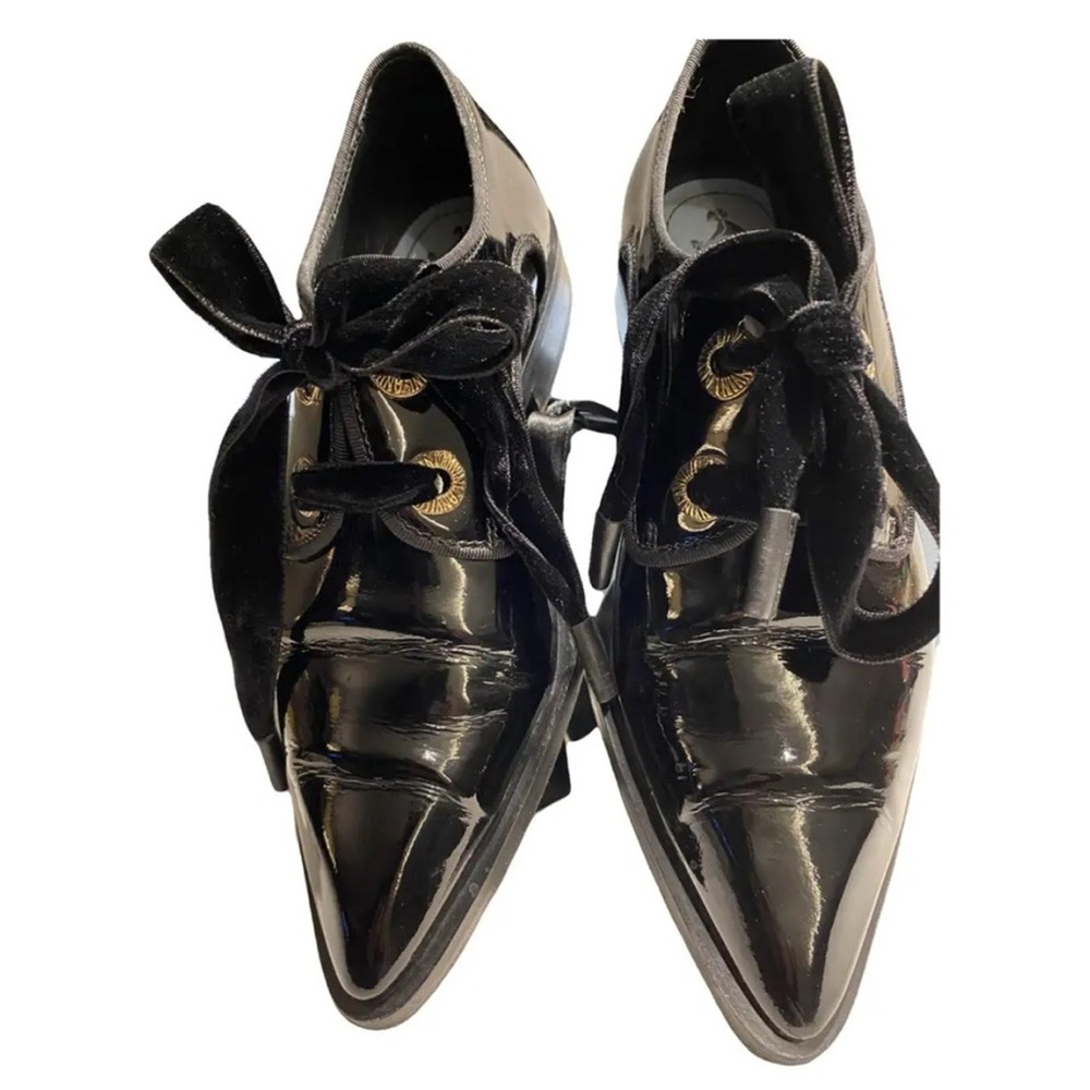 Lanvin Black Flats with‎ Glossy Patent Leather Finish